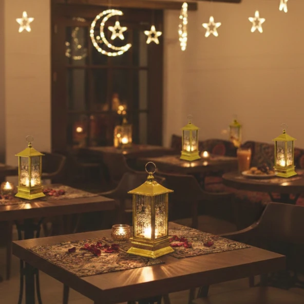 Ramazan Temalı Gold Kare Kubbe LED Lamba - Resim 2
