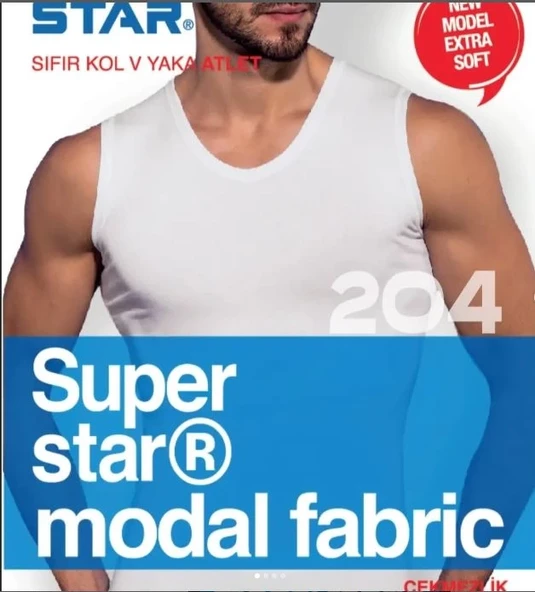 Star 204 Modal Sıfır Kol V-Yaka Atlet ürün görseli 1