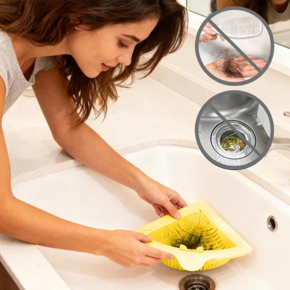 Mutfak ve Banyo Üçgen Lavabo Süzgeci - Resim 5