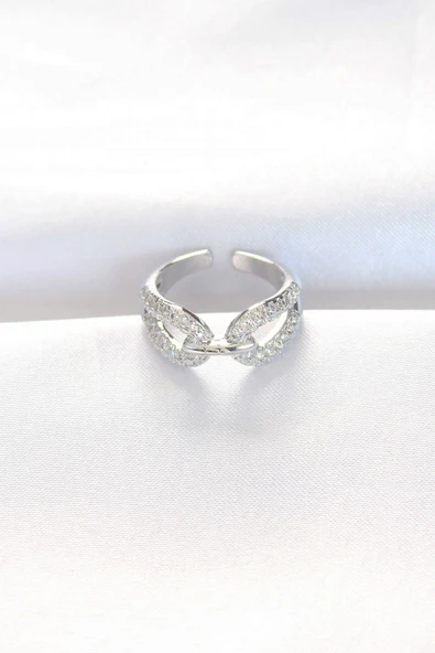 Zirkon Taşlı Silver Renk Ayarlanabilir Yüzük TJ-BYK3108 ürün görseli 1