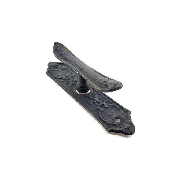 Antika Tarz Dekoratif Pirinç Çiçekli Pencere Kolu - 165x38 mm, Oksit ürün görseli 1