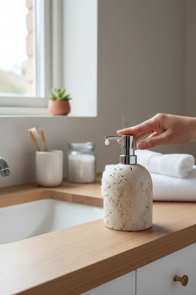Akayev Mermer Traverten Gümüş Banyo, Mutfak Sıvı Sabunluk ürün görseli 1