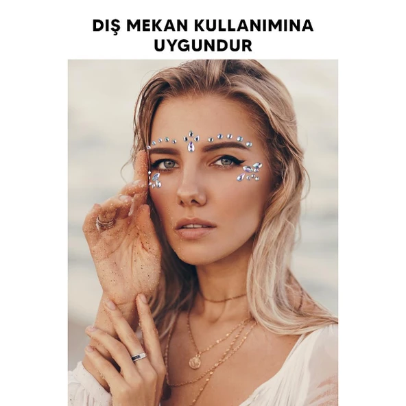 Gümüş Taşlı Makyaj Yüz Süsü - Resim 5