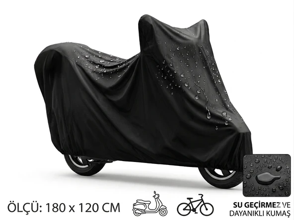 Su ve Toz Geçirmez Motosiklet ve Scooter Koruma Brandası 180x120 cm ürün görseli 1