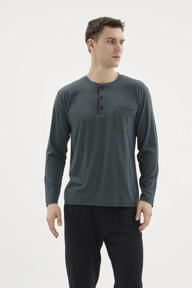 Kocabey BU-26360 Erkek Midi Yaka Battal Pijama Takımı ürün görseli 1
