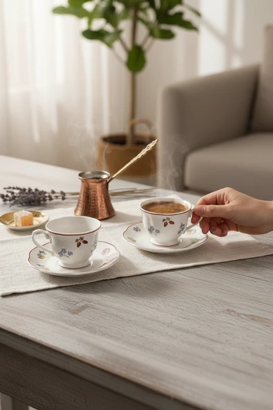 Akayev Petite Fleur 6lı Porselen Kahve Fincan Seti ürün görseli 1