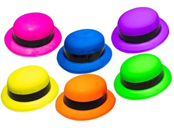Neon Sarı Uv Parti Şapkası Plastik - Resim 3
