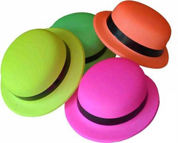 Neon Sarı Uv Parti Şapkası Plastik - Resim 4