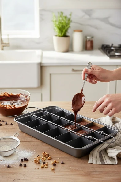 Akayev 18 Bölmeli Brownie Kalıbı - Resim 3