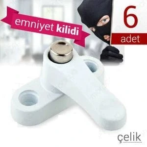 Pvc Kapı Pencere Emniyet Kilidi - Çelik - 6 Adet ürün görseli 1