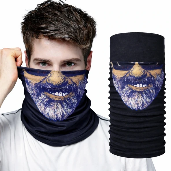 Sakallı Yüz Desenli Baf Buff – Çok Amaçlı Boyunluk & Maske 1 No ürün görseli 1