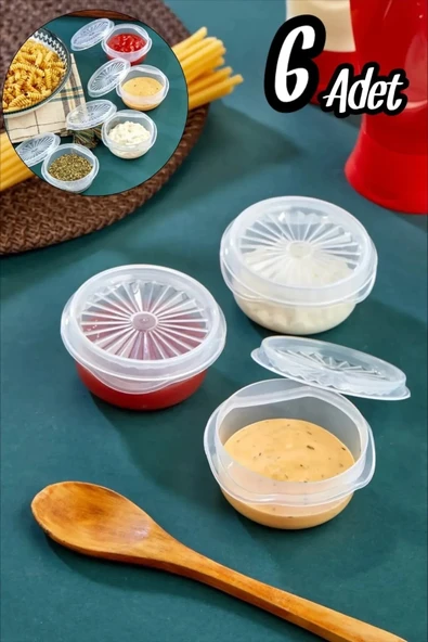 6 Lı Yelpaze Kapaklı Şeffaf Mini Sosluk- Ketçap Mayonez Kabı- Kahve Yanı Şeker Lokumluk ürün görseli 1