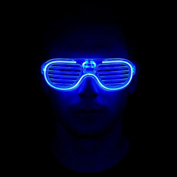 Mavi Led Işıklı Parti Gözlüğü - Neon Glow Gözlük 3 Modlu ürün görseli 1
