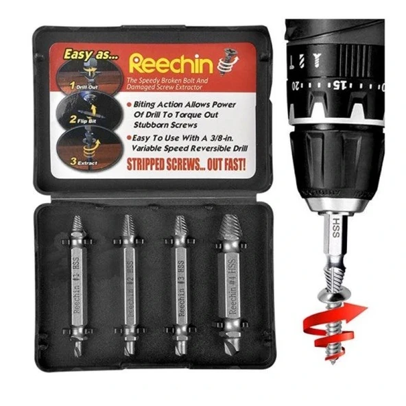 Easy Out 4lü Sökme Takımı - Hasar Görmüş Vida Çıkarıcı ürün görseli 1