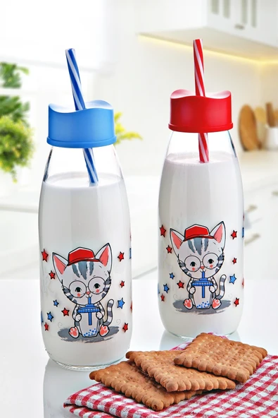Hayvan Figürlü Pipetli Su Ve Süt Şişesi Cam 500 Ml ürün görseli 1