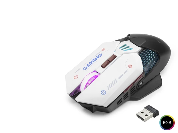 W19 Kablosuz Mouse Dual Mod 10000 Dpi 7 Tuş Makro 1000 Hz Rgb - Siyah Beyaz ürün görseli 1