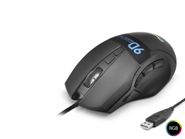 X10 Mouse 12800 Dpi 9 Tuş Makro 1000 Hz Rgb - Siyah ürün görseli 1