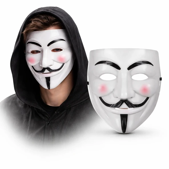 V Mask Premium Vendetta Beyaz Maske (guy Fawkes Stil) ürün görseli 1
