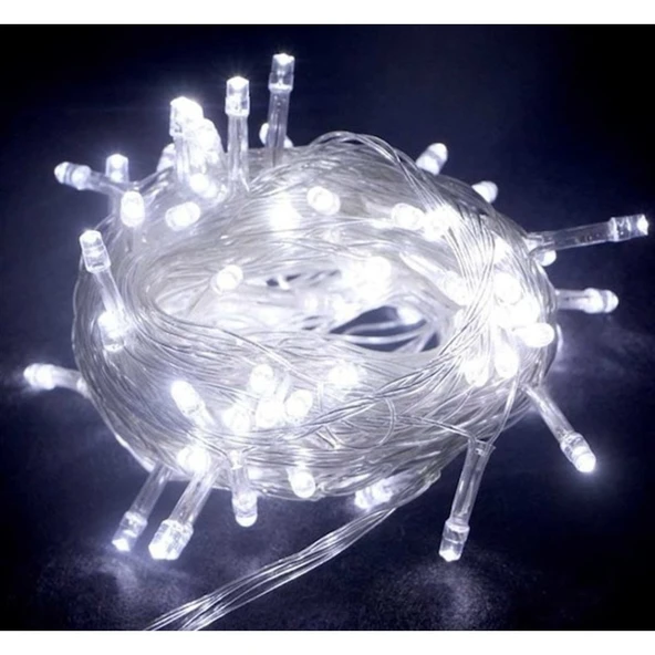10 M 100 Led Boncuk Lamba Beyaz Işık Şeffaf Kablo MZ-18-11 ürün görseli 1