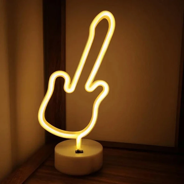 Neon Gitar Masa Lambası Pil + USB ürün görseli 1