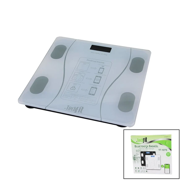 Bluetooth Vücut Analizli Dijital Baskül Terazi 180kg/50g Yağ -su -kas Oran -bmı -oda ℃ Tf-1075 ürün görseli 1