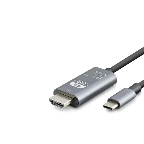 Type-C To Hdmı Kablo Hdtv 4K Ultra Hd Pvc Gri HDX7853 ürün görseli 1