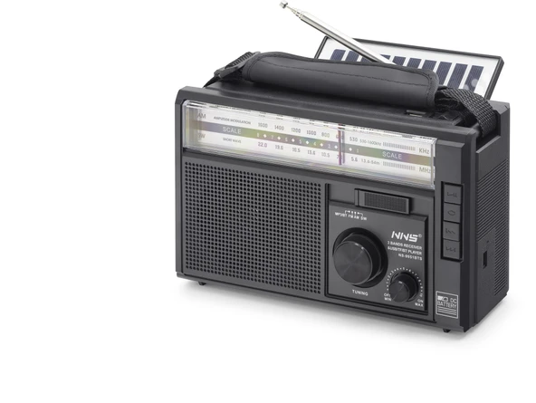 Bluetooth Solar Panelli Fm Radyo Usb Tf Nostaljik Hoparlör - Siyah NS9951BTS ürün görseli 1