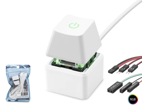 Masaüstü Bilgisayar Rgb Power Tuşu On/Off Switch Beyaz ND2810 ürün görseli 1