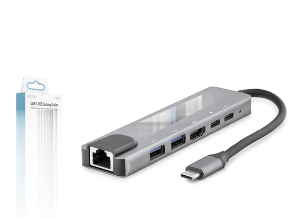 Type-C Hub Hdmi 4K Usb 3.0 Lan 6 Port - Gri HDX7791 ürün görseli 1