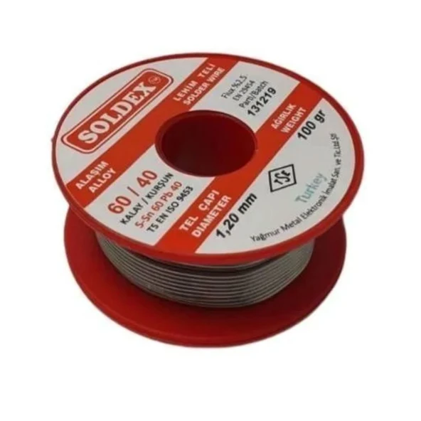 60/40 Lehim Teli 100 gr 1.20 mm (Sn:60 / Pb:40) ürün görseli 1
