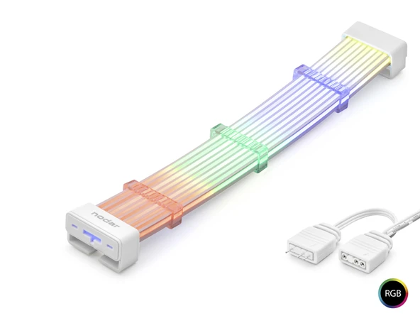 2X8 Pin Argb Pcie Gpu Güç Uzatma Kablosu Bükülebilir 2 Mm 108 Led Beyaz ND2813W ürün görseli 1