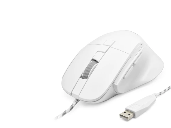 7D Ergonomi̇k Kablolu Ofi̇s Mouse 3600 Dpi - Beyaz ND1209W ürün görseli 1