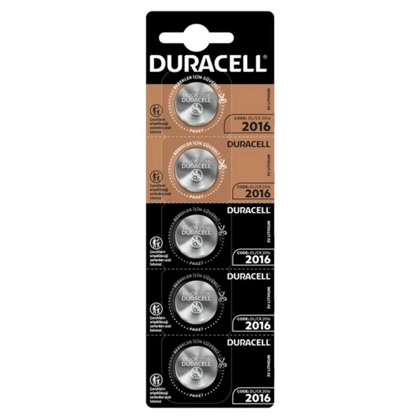 Duracell Cr2016 3v Lityum Pil 5'li Paket ürün görseli 1