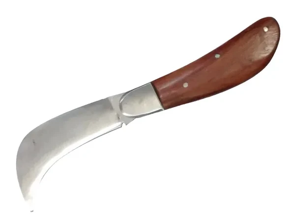Bursa Çelik Eğri Bağ / Kablo / Aşı Çakısı, Ahşap Saplı - 22 Cm ürün görseli 1