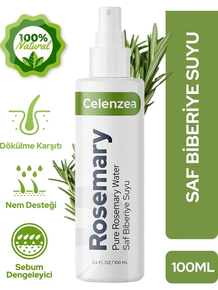 Celenzea Saf Biberiye Suyu Hızlı Saç Uzatma & Dökülme Karşıtı %100 Saf Doğal Rosemary Water 100ML ürün görseli 1