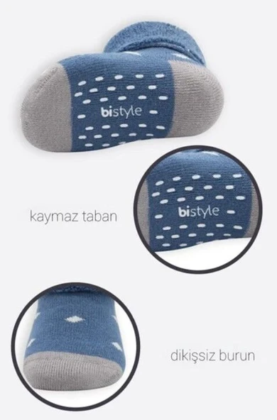 Bi̇style 2'li Havlu Soket Kaymaz Point Boy 10506 İndigo Gri ürün görseli 1