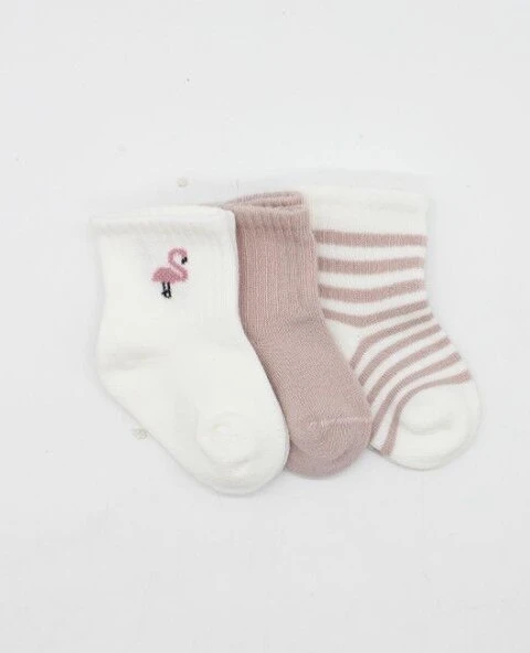 Bistyle Flamingo Girl 3'lü Penye Soket Çorap 10136 Gül Kurusu ürün görseli 1