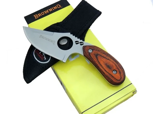 Browning 087 Yüzme Kamp Bıçak 16 Cm - Ahşap Sap, Özel Kılıflı ürün görseli 1