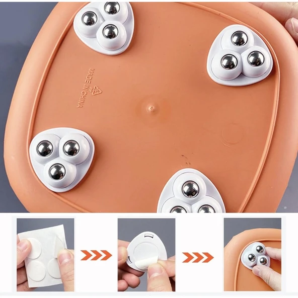 4 lü Set 360 Derece Dönebilen Yapışkanlı Bilyalı Tekerlek - Eşya Kaydırıcı Mobilya Tekeri ürün görseli 1