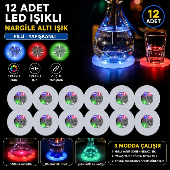 RGB LED Nargile Altı Işık 12’li Set ürün görseli 1