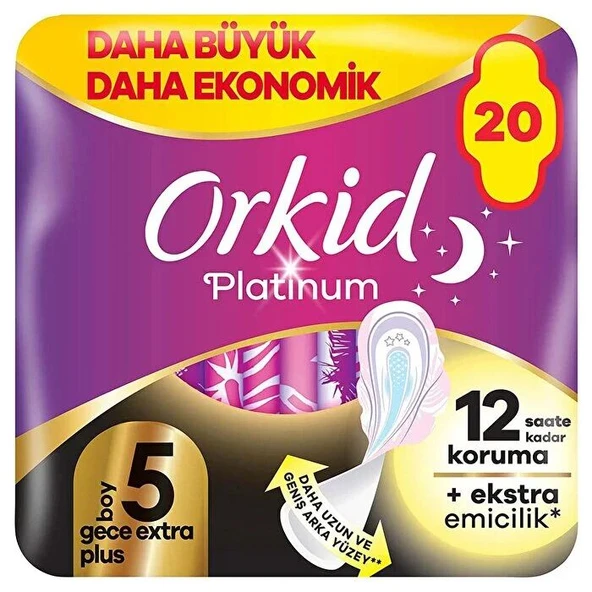 Orkid Ultra Platinum Gece Ekstre Plus Ped 20'Li ürün görseli 1