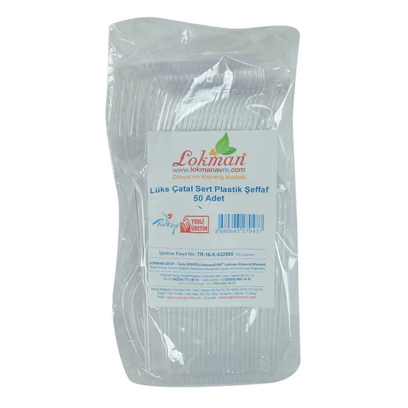 Lüks Çatal Sert Plastik Şeffaf 50 Adet 1 Paket ürün görseli 1