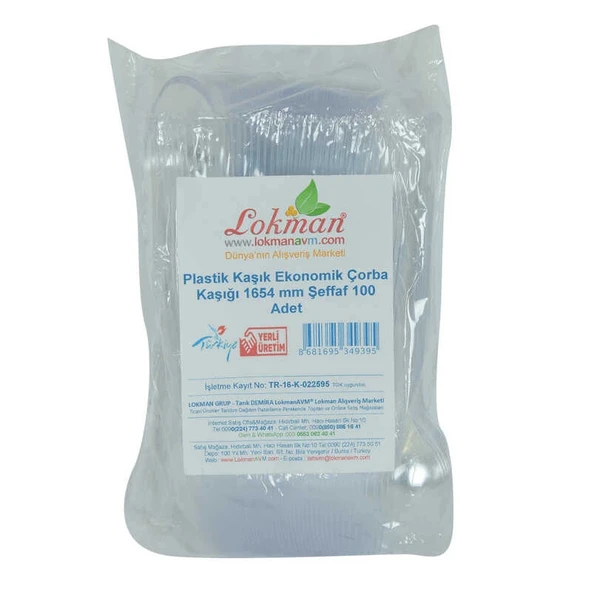 Plastik Kaşık Ekonomik Çorba Kaşığı 1654 mm Şeffaf 100 Adet 1 Paket ürün görseli 1