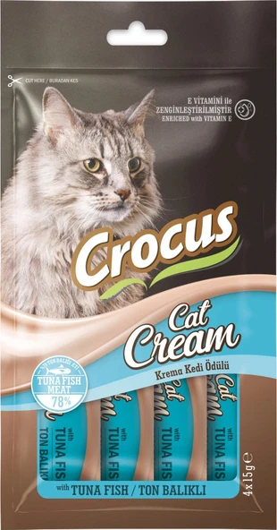 Crocus Ton Balıklı 4x15 gr Krema Kedi Ödül Maması ürün görseli 1