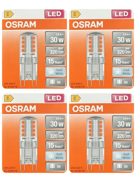 (4 Adet) Osram 2,6W (30W) 4000K (Ilık Beyaz) G9 Duylu Led Kapsül Ampul ürün görseli 1