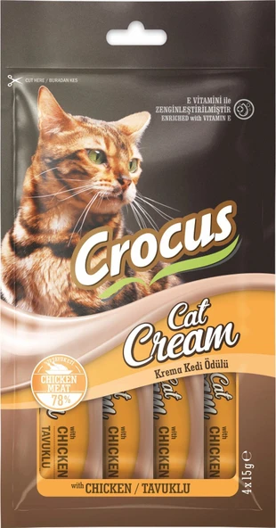 Crocus Tavuklu 4x15 gr Krema Kedi Ödül Maması ürün görseli 1