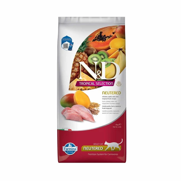 N&D Tropical Selection Düşük Tahıllı Tavuklu ve Tropikal Meyveli Kısırlaştırılmış Kedi Maması 10 kg ürün görseli 1