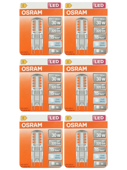 (6 Adet) Osram 2,6W (30W) 4000K (Ilık Beyaz) G9 Duylu Led Kapsül Ampul ürün görseli 1