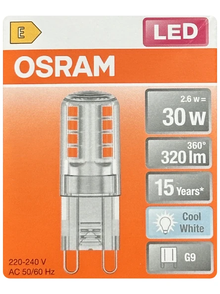 (1 Adet) Osram 2,6W (30W) 4000K (Ilık Beyaz) G9 Duylu Led Kapsül Ampul ürün görseli 1