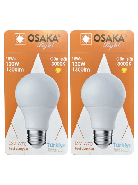 (2 Adet) Osaka 18W (120W) Sarı Işık (3000K) E27 Duylu (Kalın Duy) Led Ampul ürün görseli 1